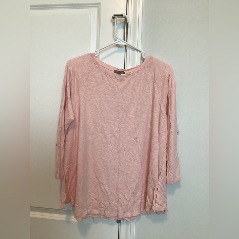 Lilla P Pink 3/4 Sleeve Relaxed T-Shirt